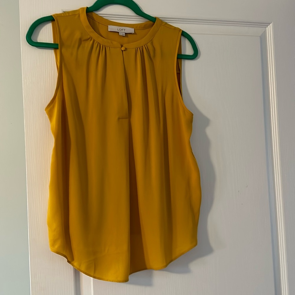 LOFT sleeveless mustard yellow blouse size M